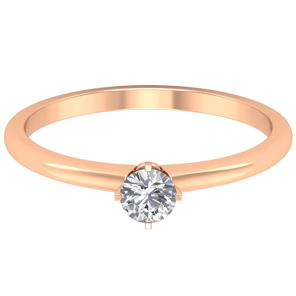 1/4 CT Diamond Engagement Ring for Women - 14K Solid Gold Solitaire Ring with Diagonal Peg Head Setting | Perfect for Proposals, Anniversaries & Special Occasions