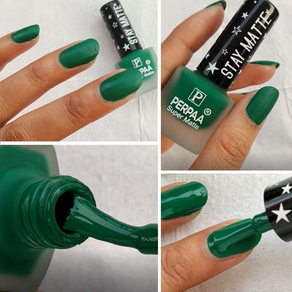 PERPAA® Super Matte Nail Polish Set - 3 Colors (Dark Green, Black, White) | Long Lasting, Quick Drying & Waterproof Matte Finish | 6ml Each | Perfect for Nail Art, Gifts & Everyday Wear