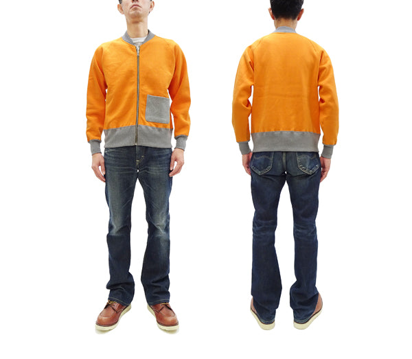 TOYS McCOY Men's Casual Full Zip Sweatshirt - No Hood Rib Panel Design (TMC2464) in Orange & Ash Gray | Perfect for Everyday Wear & Outdoor Activities