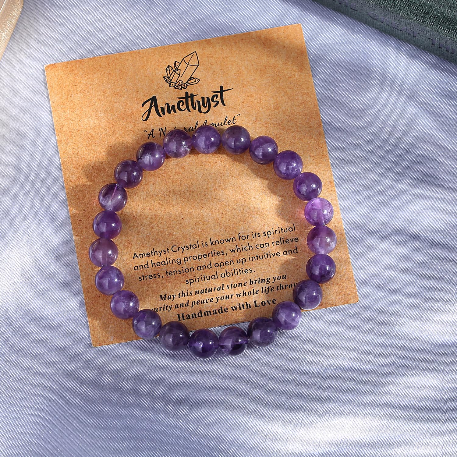 MAIBAOTA 8mm Natural Stone Healing Crystal Bracelet for Women & Men - Stretch Beaded Bracelet with Round Gemstones, Spiritual Jewelry Gift for Birthday, Meditation & Energy Balancing