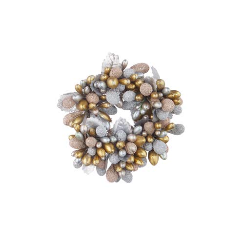 3.5 Inch Beaded Berry Candle Ring for Taper Candles - Elegant Home Decor for Dining Table, Wedding Centerpiece, and Holiday Decorations