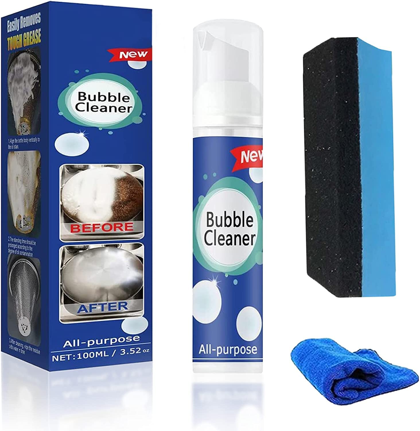 Foaming Heavy Duty Oil Stain Cleaner - Powerful All-Purpose Foam Cleaner for Stubborn Grease & Grime Removal (100ml, 1pc) | Ideal for Kitchen, Garage, Workshop & Industrial Use