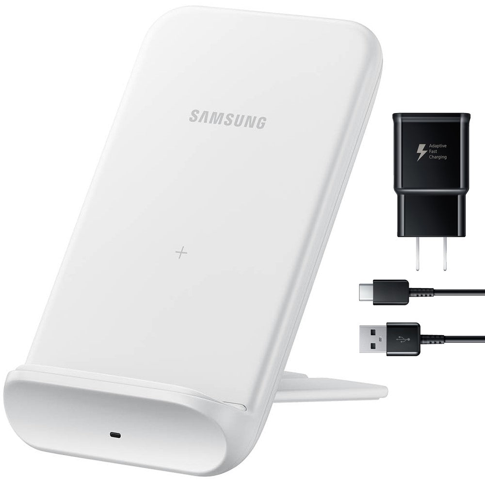 Samsung EP-N3300T 9W Convertible Wireless Charging Stand with 15W Fast Charging Cube | Renewed Like New in White | Perfect for Home, Office & Travel Charging