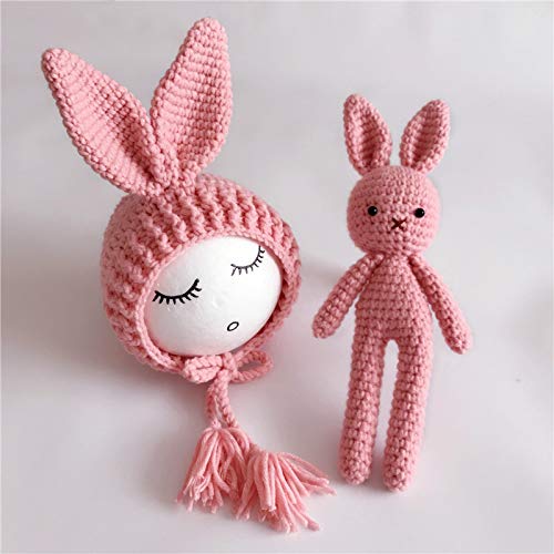Adorable Newborn Baby Crochet Knit Bunny Costume Set - Photography Prop, Bunny Hat & Doll for Baby Shower, Easter, Newborn Photo Shoot - Perfect for 0-3 Months Infants