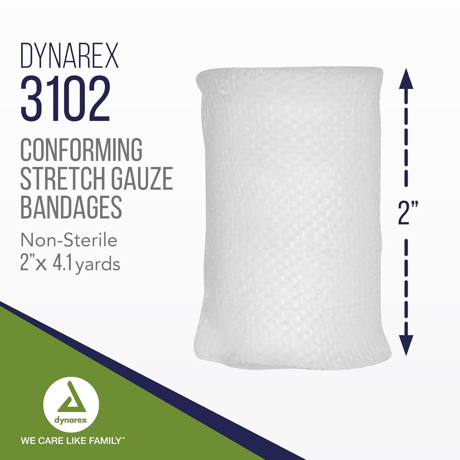 Dynarex 3102 Conforming Bandage - Self-Adhesive Stretch Gauze Wrap for Wound Care, First Aid, Sports Injuries & Post-Surgical Support (5 Pack) - Ideal for Home, Hospital & Emergency Kits