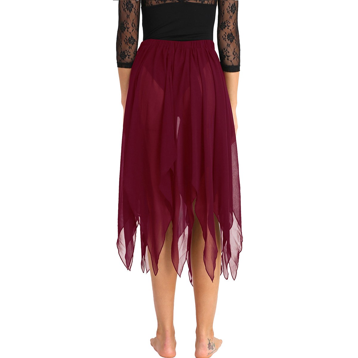YiZYiF Women's Chiffon Handkerchief Hem Dance Dress - Flowy Asymmetrical Skirt for Ballet, Salsa & Evening Wear - Elegant Party & Performance Outfit