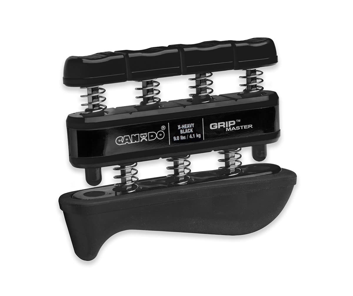CanDo GripMaster Hand Exerciser - X-Heavy Tension (Black) for Strength Training, Rehabilitation & Stress Relief - Improve Grip Strength for Rock Climbing, Weightlifting & Arthritis Therapy