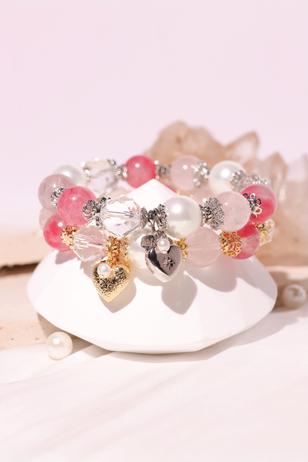 PS. Chic 2.0 Raspberry Bracelet for Women - Trendy Adjustable Beaded Bracelet with Natural Stones - Perfect for Casual Wear, Office & Special Occasions
