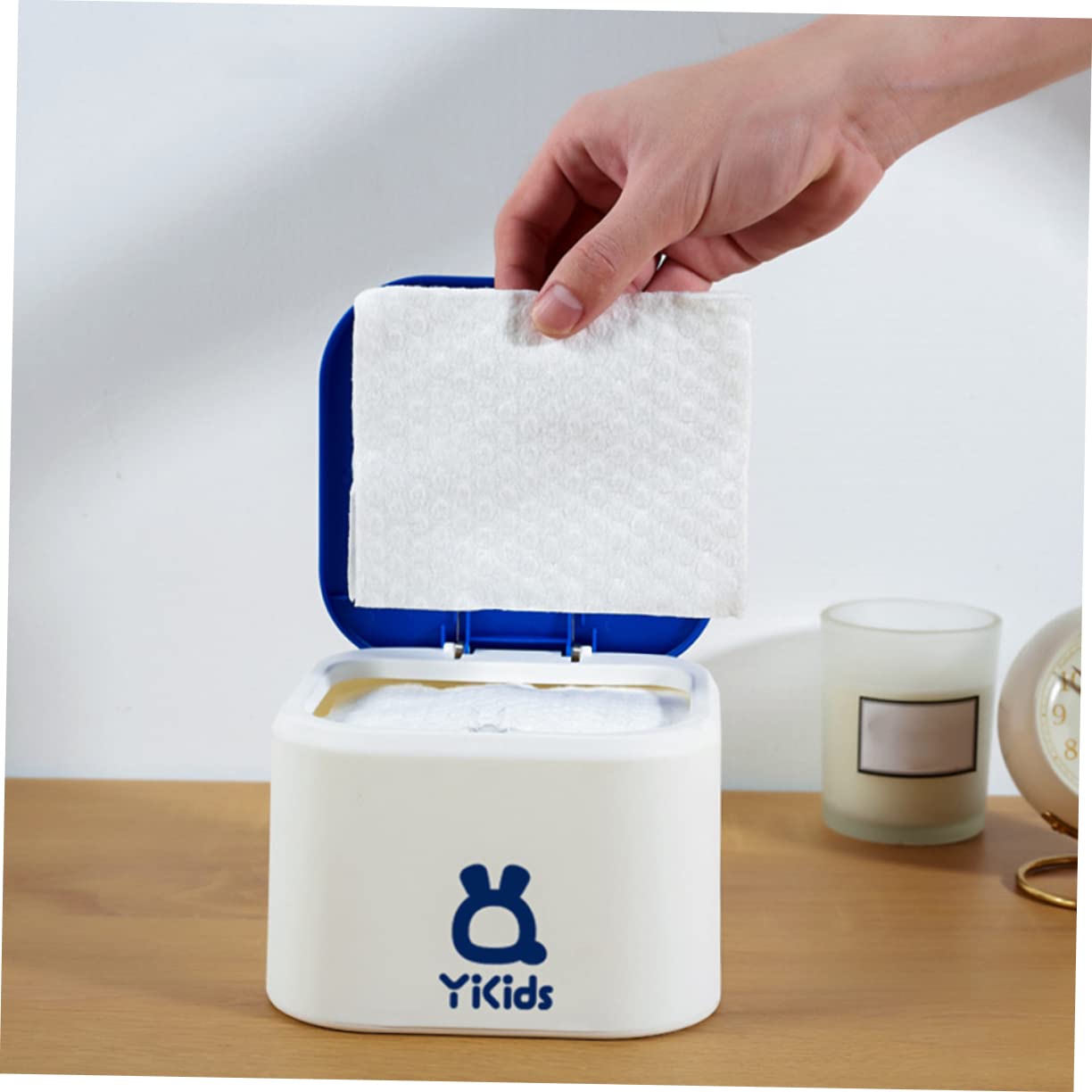 PRETYZOOM Desktop Storage Box - Refillable Wet Wipes Dispenser Case with PP Blue Design | Perfect for Office, Baby Care & Travel Organization