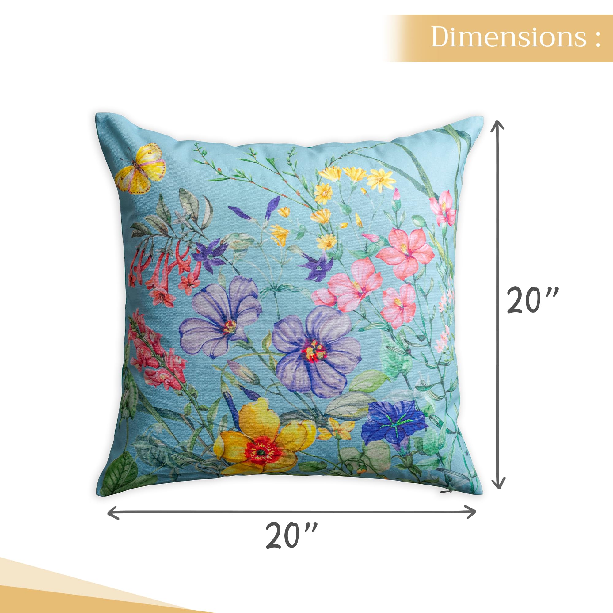 Maison d'Hermine 20x20 Inch Square Decorative Pillow Covers - 100% Cotton Throw Pillow Covers with Hidden Zipper for Sofa, Couch, Bed & Home Decor - Easter Spring Floral Design (Hesperides Fleur Pattern) - Perfect for Living Room Accent, Bedroom Styling & Seasonal Home Decoration