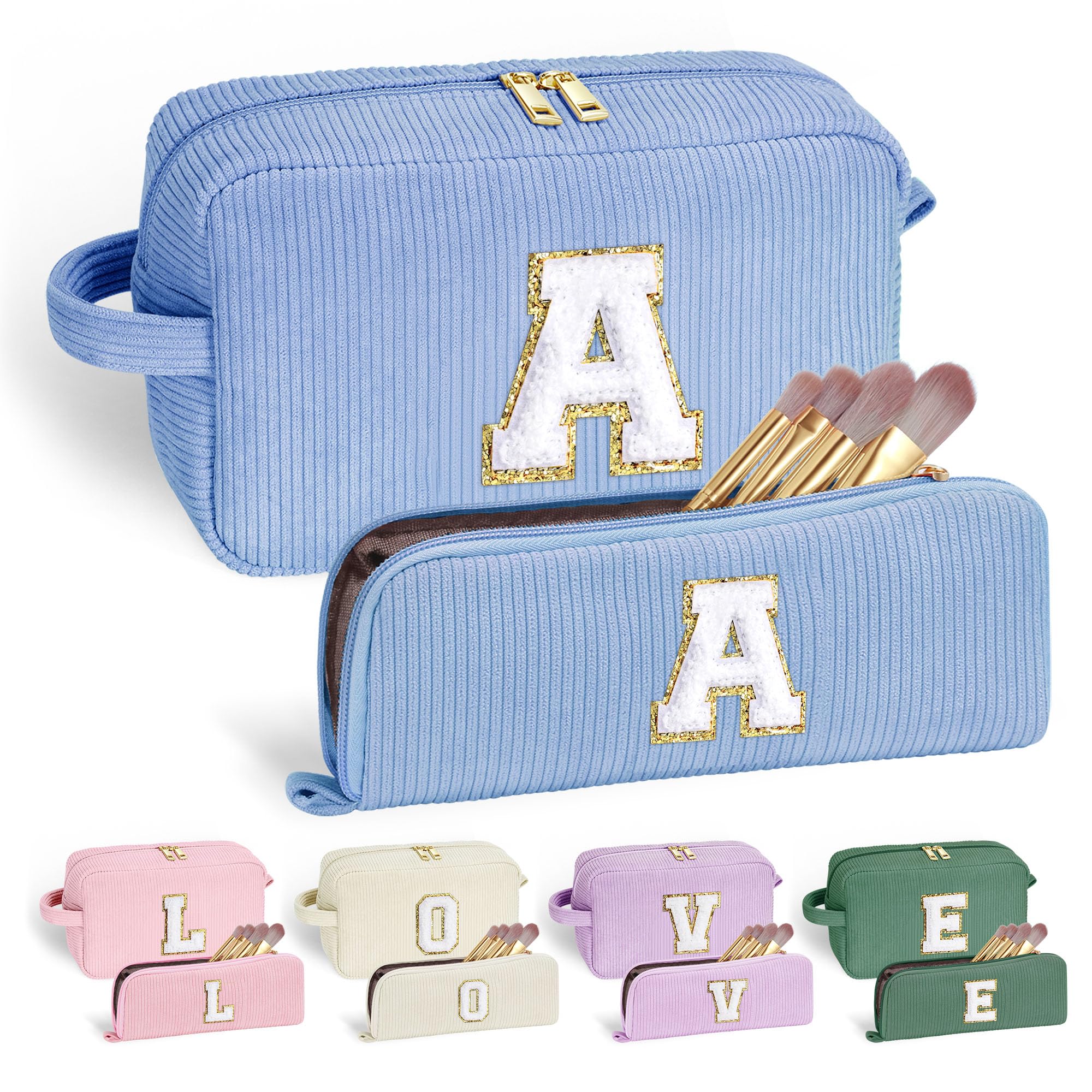 Personalized Initial Travel Makeup Bag - Cute Cosmetic Organizer for Women & Teens | Easter Birthday Gift for Girls, Best Friends | Perfect for Travel, Gym & Daily Use