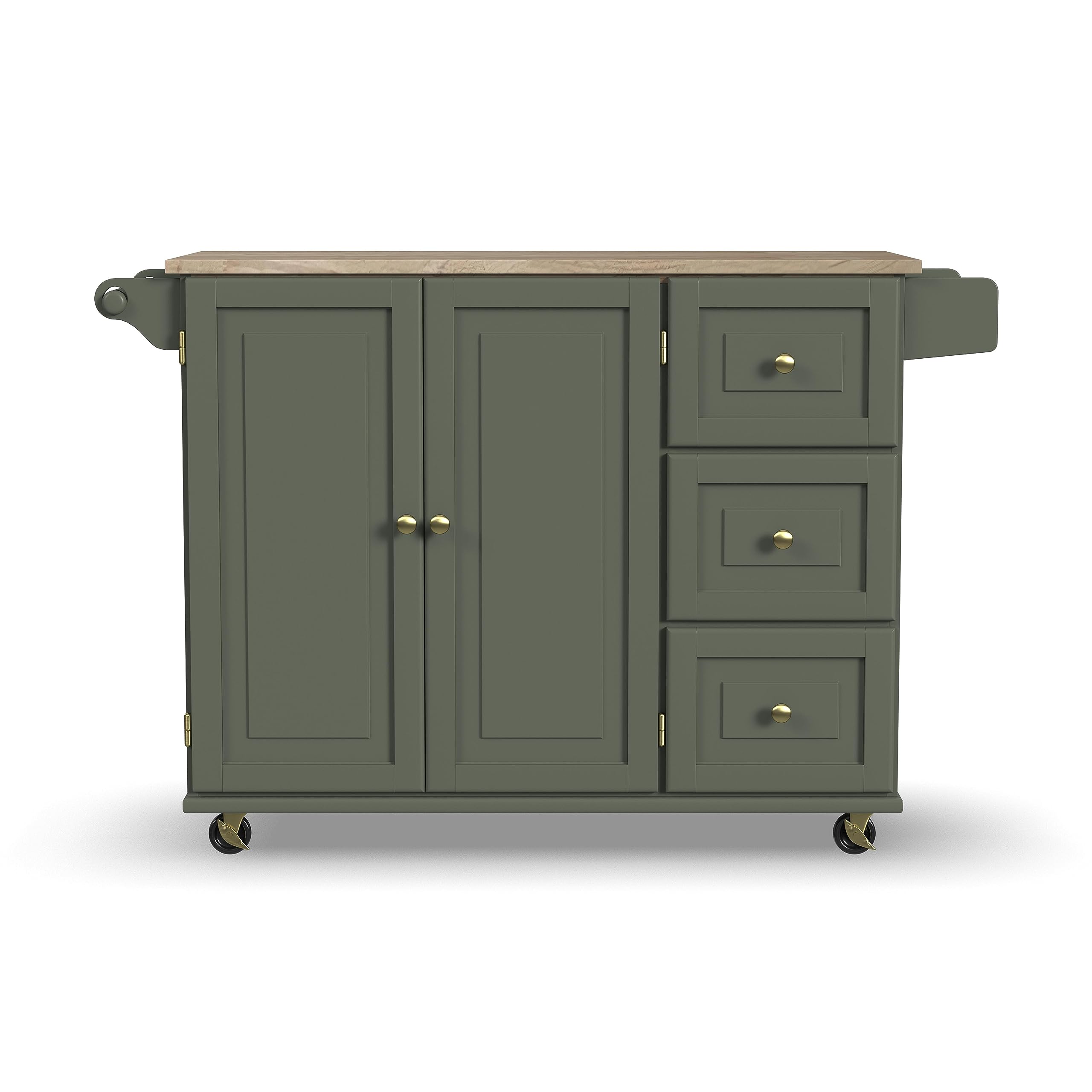 Homestyles Mobile Kitchen Island Cart with Wood Top & Drop Leaf Breakfast Bar - 18