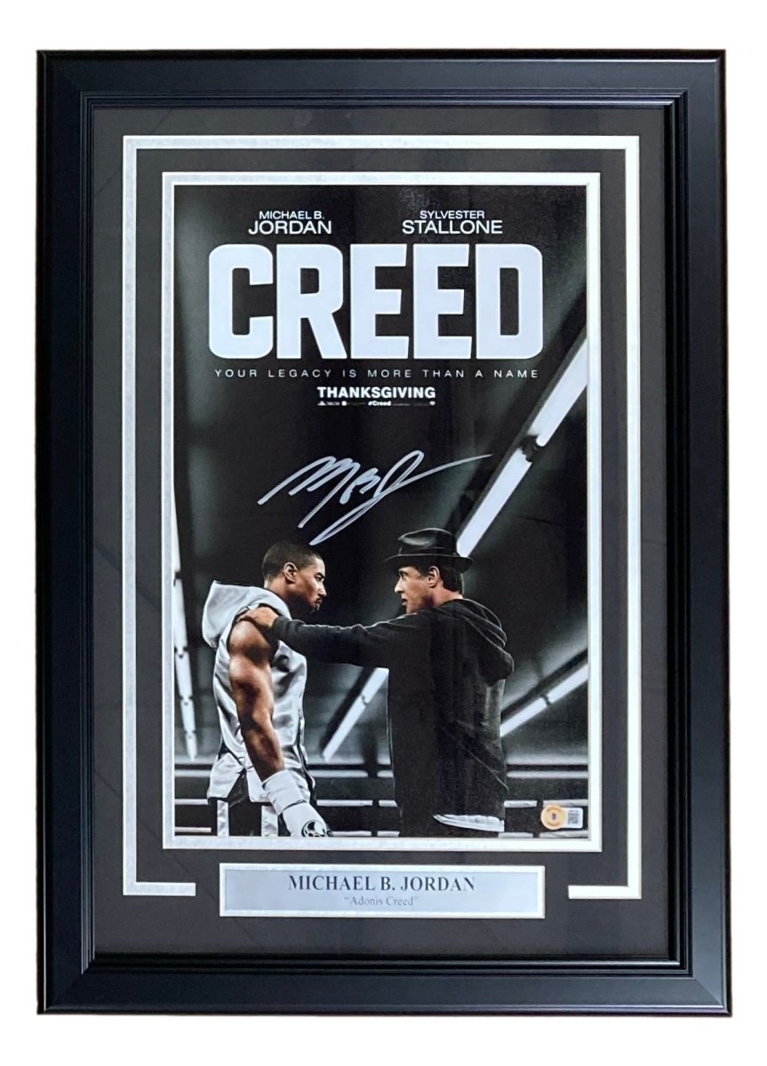 Michael B Jordan & Sylvester Stallone Autographed Creed Movie Poster - 11x17 Framed Collectible Photo - Perfect for Movie Memorabilia Fans & Home Theater Decor