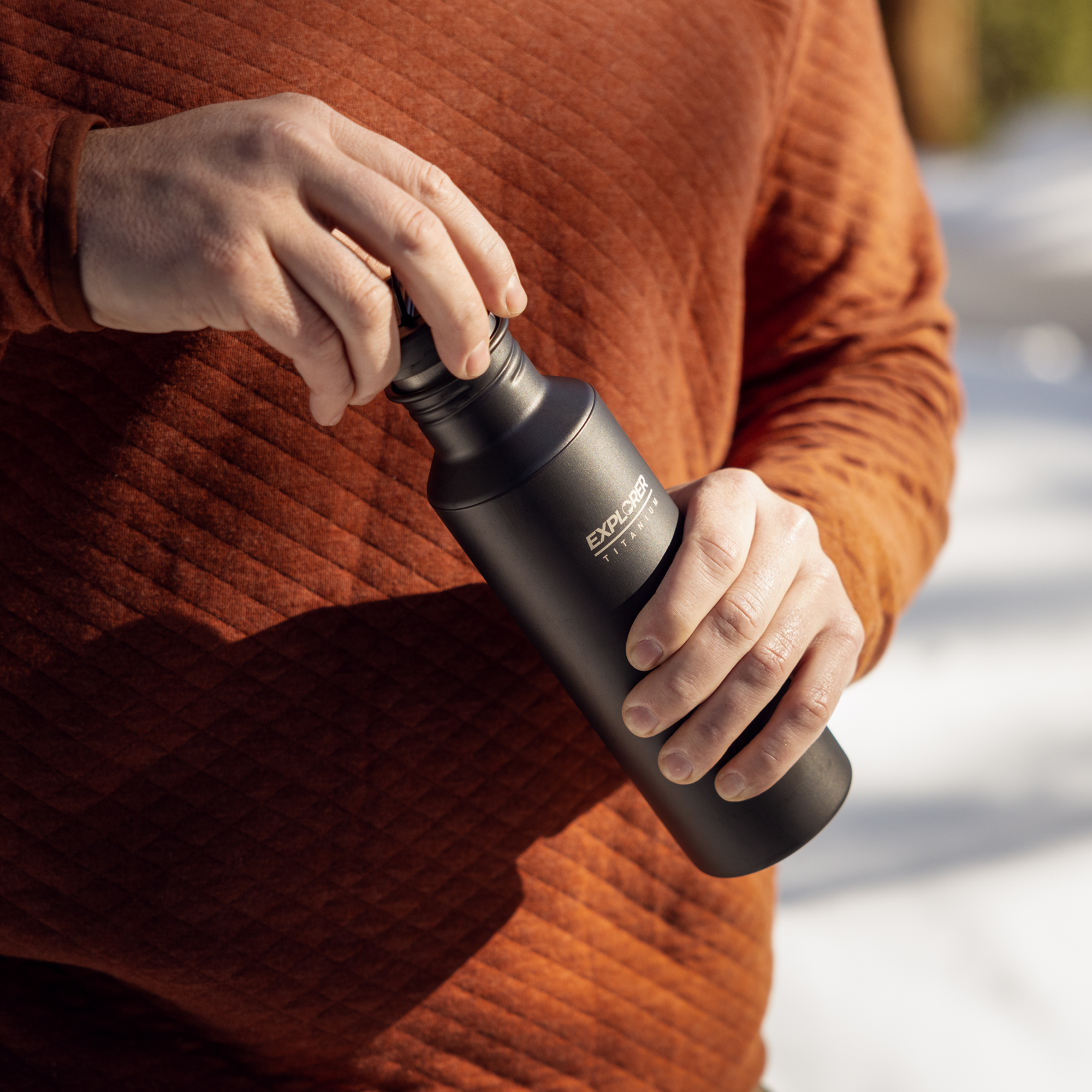 Explorer Bear Black Titanium 700ml Water Bottle - Lightweight & Leakproof Outdoor Sports Bottle for Hiking, Camping, Gym & Travel