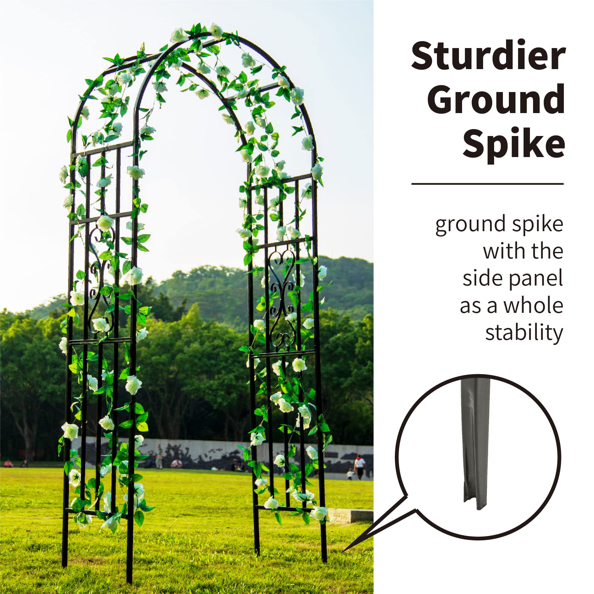 Metal Garden Arch Arbor - Curved Iron Trellis for Climbing Plants, Outdoor Wedding & Ceremony Decor - Perfect for Vine Support, Backyard Landscaping & Romantic Events