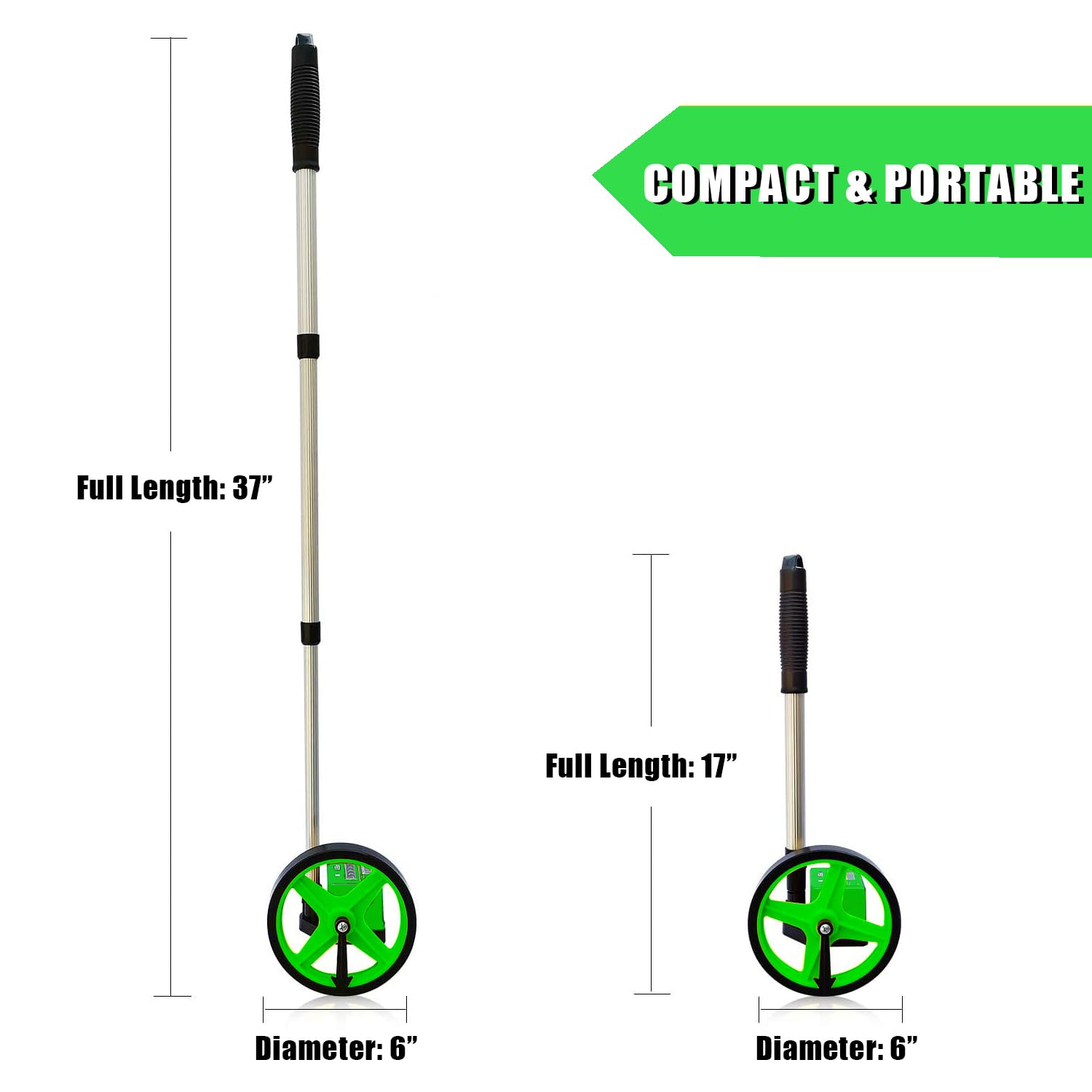 **Zozen 6-Inch Measuring Wheel - Collapsible Distance Measuring Tool with Carrying Bag (Up to 10,000Ft) - Perfect for Land Surveying, Construction, and DIY Projects**