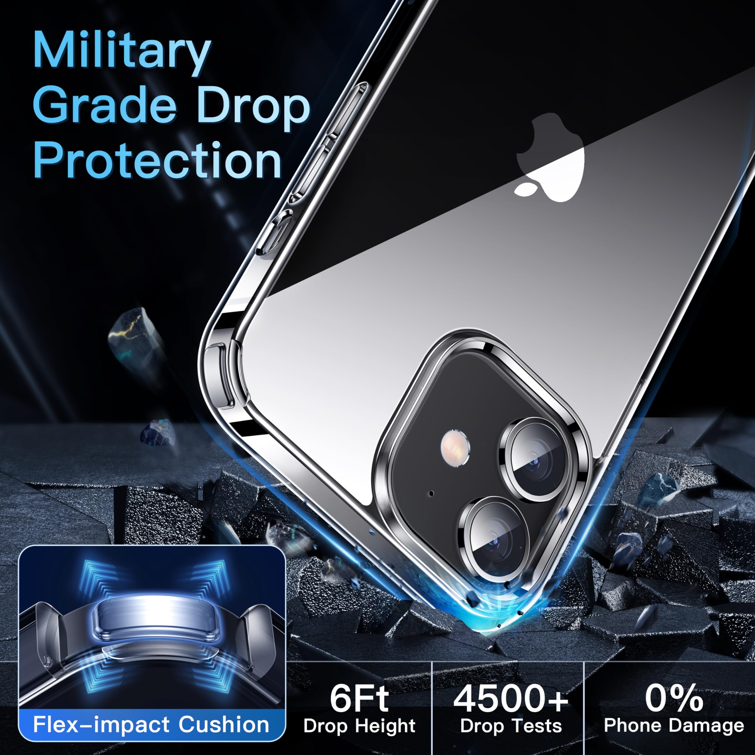 CASEKOO Crystal Clear iPhone 12/12 Pro Case - 6.1 Inch Shockproof Protective Cover with Military Drop Protection & Anti-Yellowing | Perfect for Everyday Use, Outdoor Activities & Travel (2020 Model, Clear)