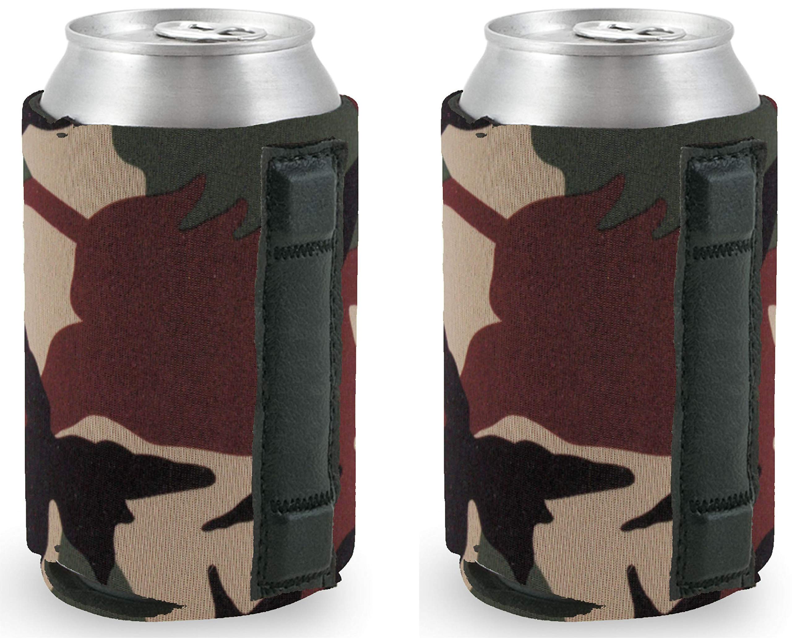 Blank Magnetic Can Coolie (2 Pack Green Camo) - Insulated Beer Can Holder for Camping, Tailgating & Outdoor Parties