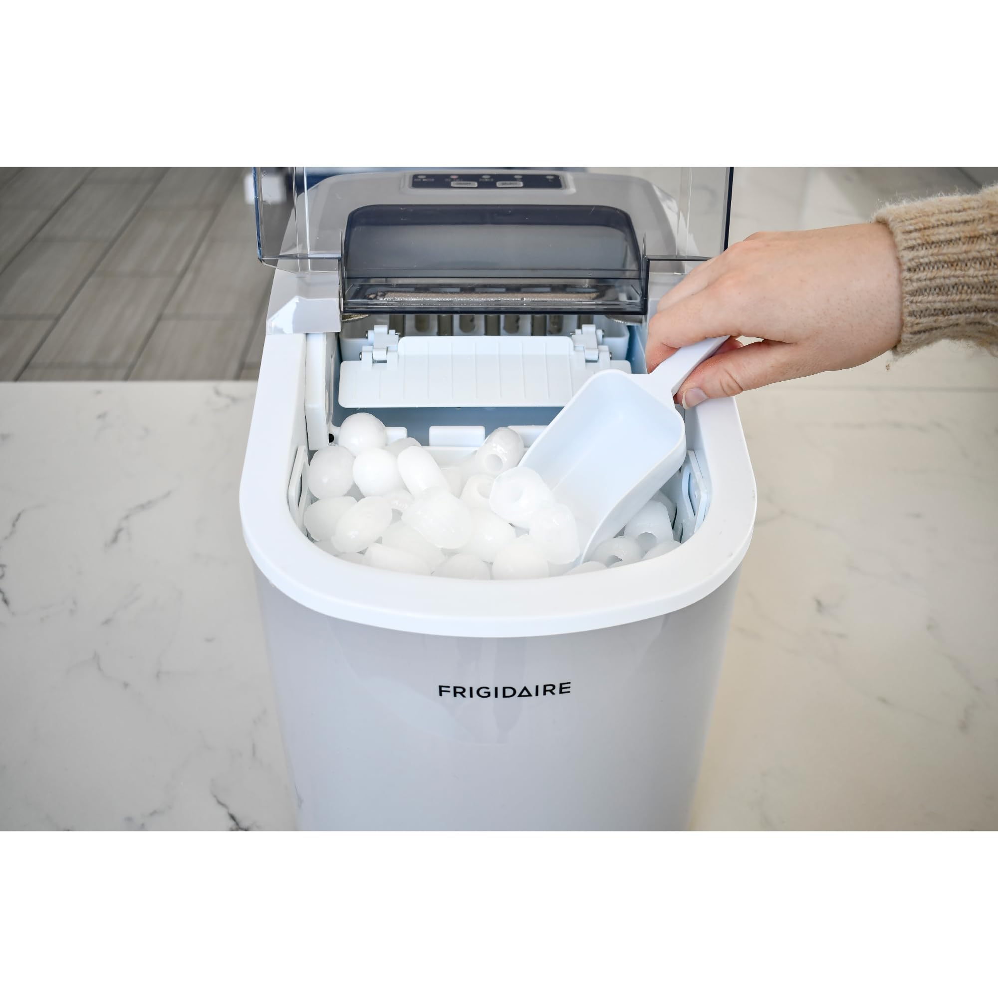 Frigidaire EFIC118-SILVER-KL Portable Countertop Ice Maker Machine - 26 lbs Daily Output, Silver - Perfect for Home, Office, RV, and Parties