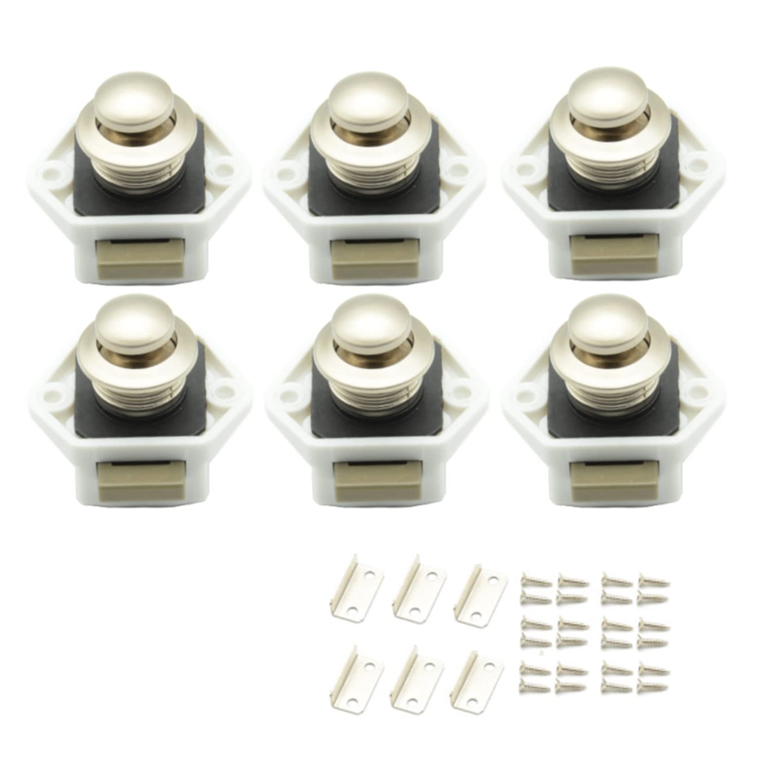 6Pcs Push Button Cabinet Latches - Heavy Duty Drawer Catches for Cabinets, Doors & Drawers - Perfect for Ship, Yacht, RV, Camper, Caravan & Home Organization