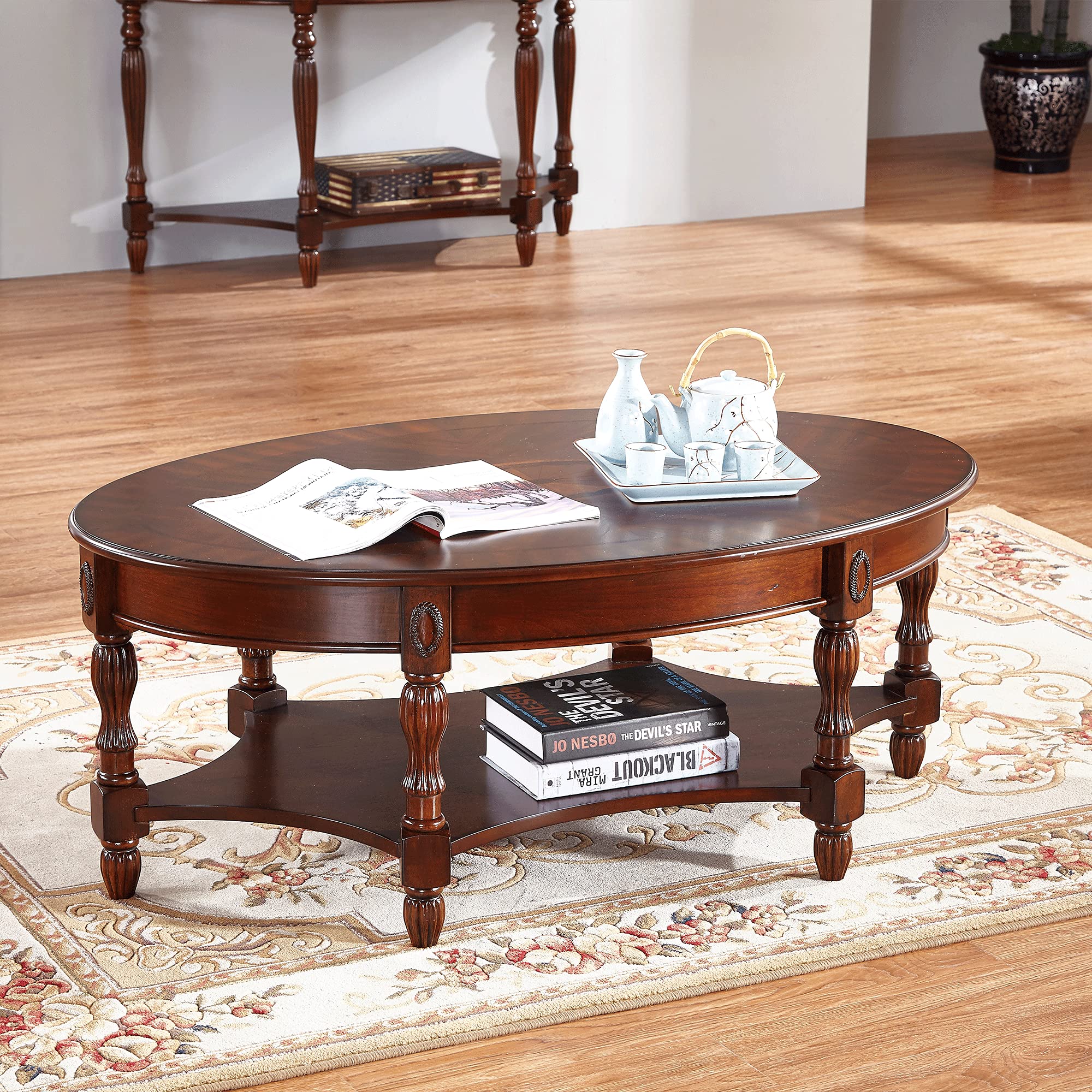 Premium Solid Wood Coffee Table - American Crafted Rustic Wooden Cocktail & Tea Table for Living Room, Office - Easy Assembly - Perfect for Home Decor, Entertaining & Relaxation