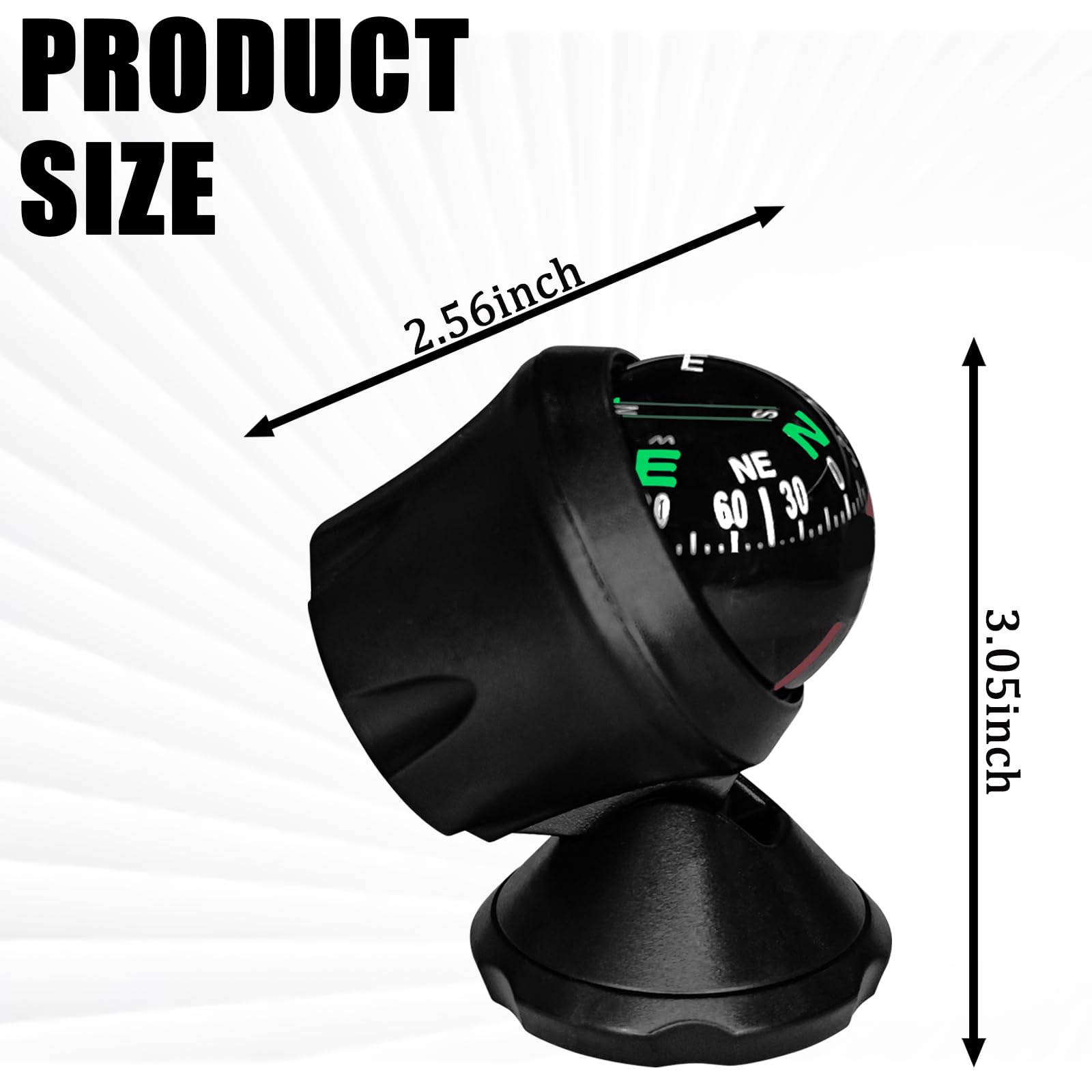 Car Compass for Dashboard - 360° Rotating Navigation Ball with Adhesive Base | Direction Finder for Vehicles, Boats & Off-Road Adventures | Perfect for Road Trips, Hiking & Outdoor Exploration