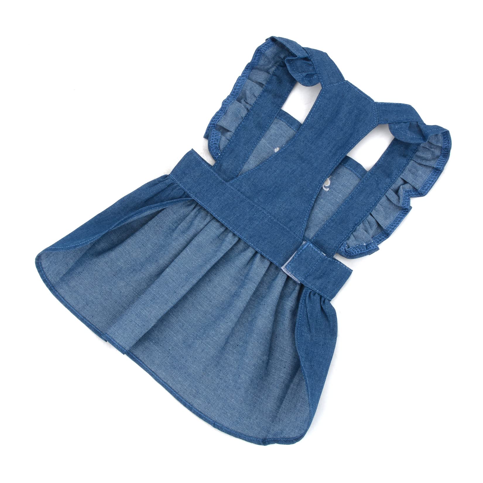 Ranphy Small Dog Dress with Leash Ring - Cute Denim Vest & Jean Skirt Outfit for Puppies - Summer Pet Clothes for Chihuahua, Yorkshire Terrier, Teddy - Perfect for Daily Walks, Photo Shoots & Outdoor Adventures