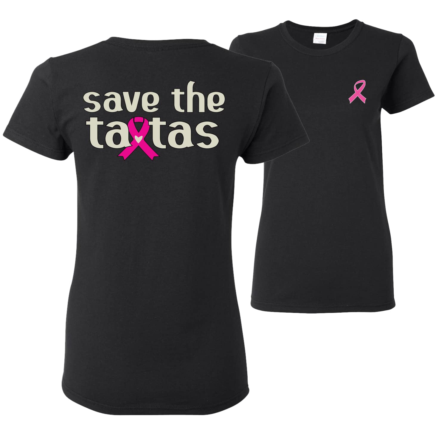 Wild Bobby Breast Cancer Awareness Faith Pink Ribbon Sunflower Women's T-Shirt - Front & Back Design - Comfortable Cotton Tee for Charity Events, Fundraisers & Everyday Wear