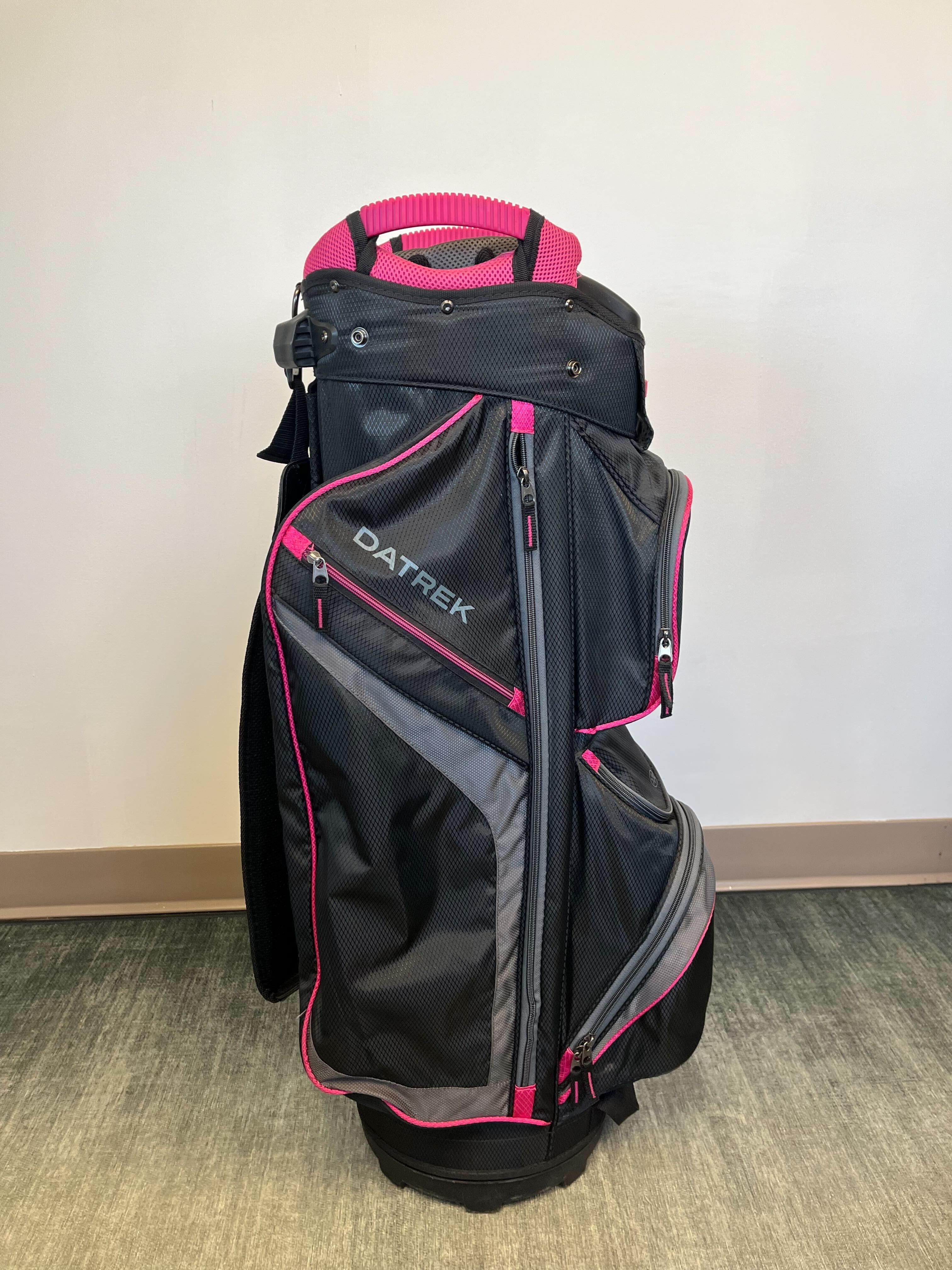 Datrek Women's Golf Cart Bag - Lightweight Black & Pink Stand Bag with Adjustable Strap & Waterproof Rain Cover - Perfect for Golf Course & Driving Range Use