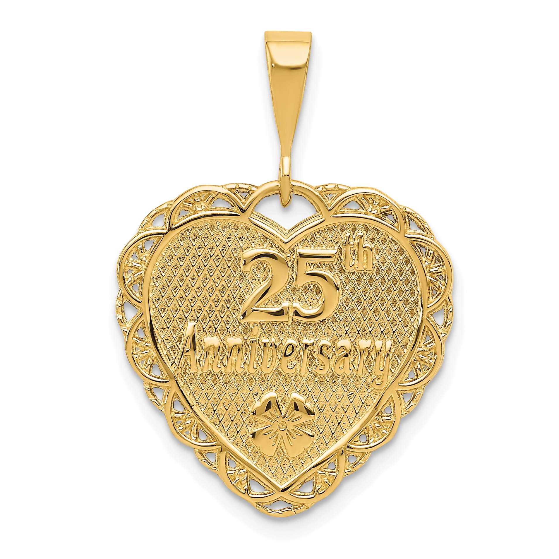 14k Gold Reversible 25th Anniversary Charm for Jewelry Making - Perfect for Wedding Gifts, Anniversary Celebrations & Personalized Keepsakes
