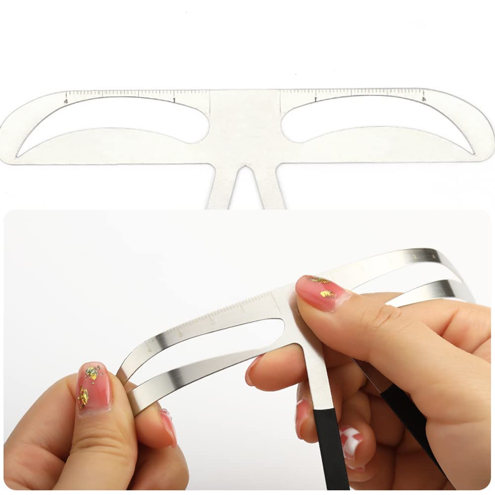 Utoolmart Stainless Steel Eyebrow Shaping Ruler - 3-Point Positioning Eyebrow Template for Precise Shaping | Reusable Makeup Tool Kit for Perfect Eyebrow Arch | Ideal for Home & Professional Salon Use