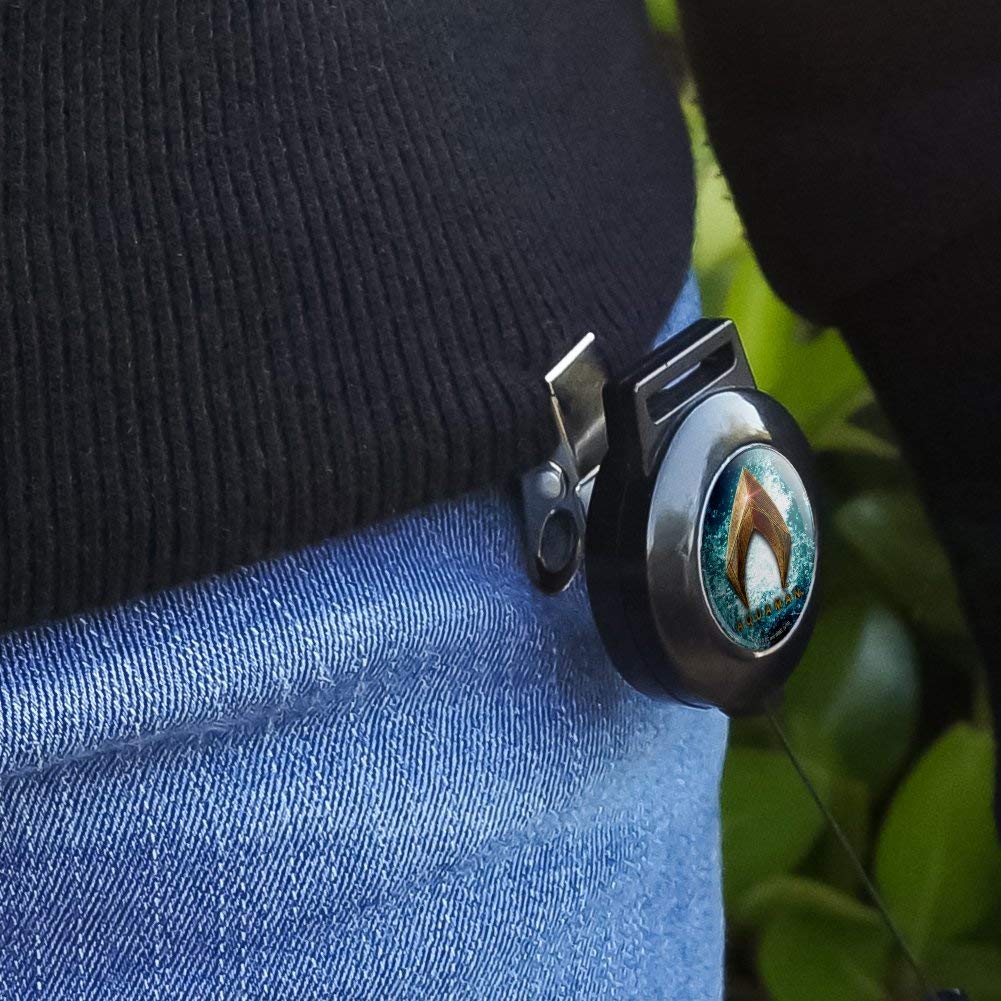 Justice League Aquaman Logo Retractable Badge Reel - ID Card Holder for Work, School & Events | Superhero Movie Merchandise & DC Comics Fan Gift