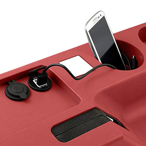 Blue Oval Industries 1987-1993 Mustang Scarlet Red Center Console with Dual Cup Holders & USB Charger - Perfect for Road Trips & Daily Commuting