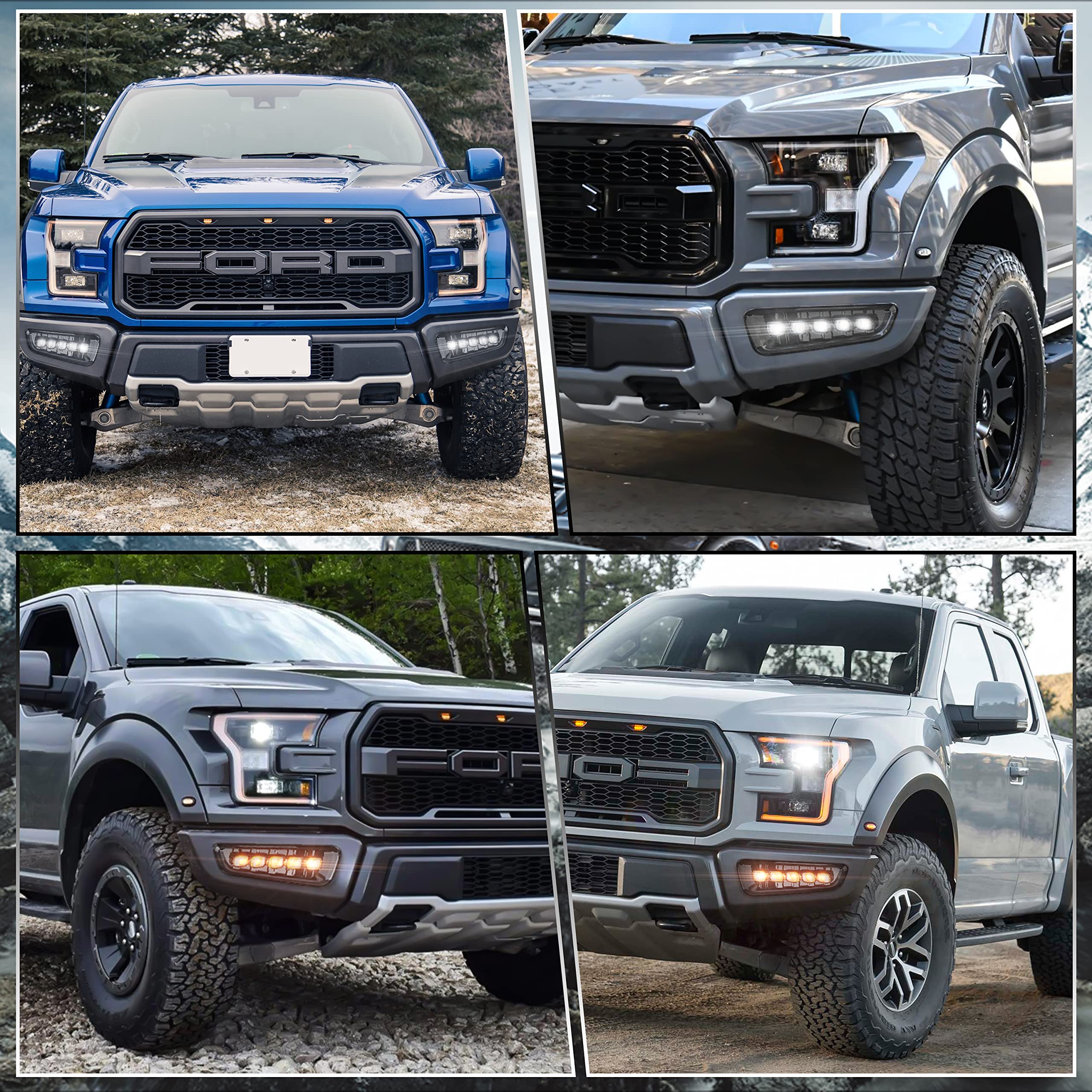 High-Performance LED Fog Lights with Amber Turn Signals & White DRL - Compatible with Ford F150 Raptor (2017-2020 Gen 2) | Durable Fog Light Assembly Kit for Off-Road, Night Driving & Extreme Weather Conditions