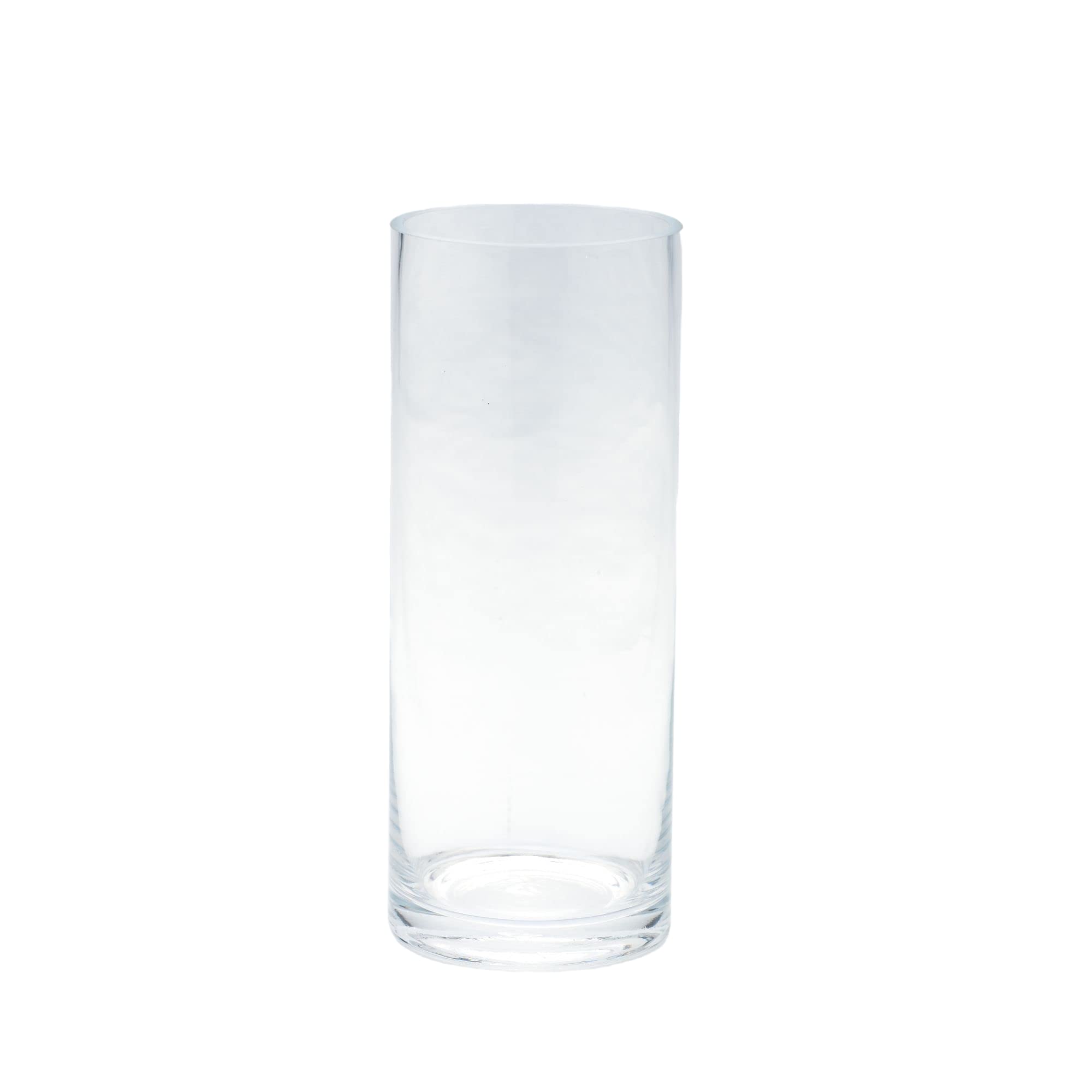 CC Home Furnishings 10 Inch Clear Glass Cylinder Vase for Dining Table Centerpiece, Wedding Decor, and Floral Arrangements