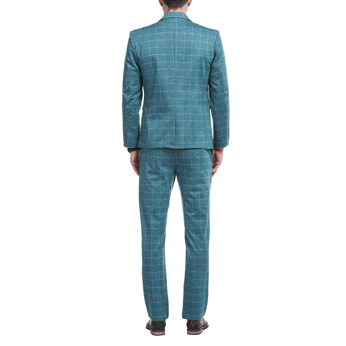 3 Piece Slim Fit Blue Plaid Modern Suit for Men - Business & Wedding Formal Attire - Office, Prom, Special Occasions