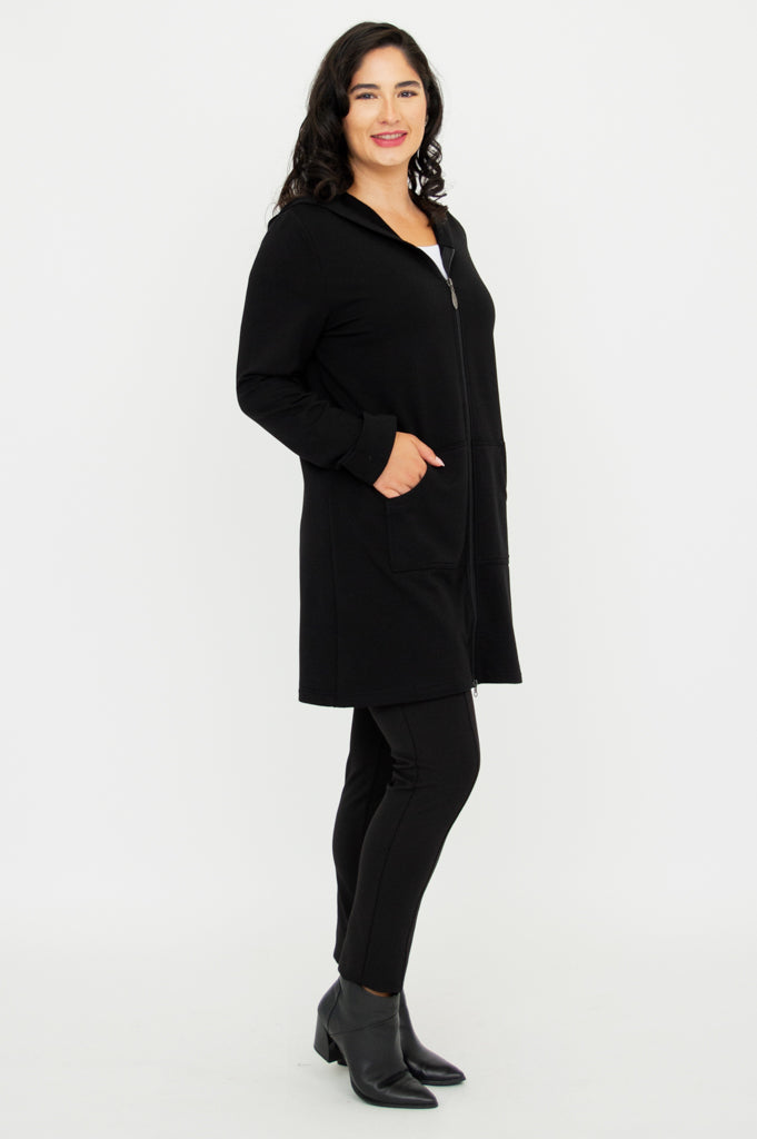 Cortes Jacket for Men & Women - Soft Bamboo Fleece Lined Winter Coat in Black - Perfect for Outdoor Activities & Casual Wear