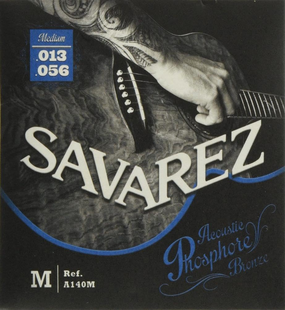 Savarez A140M Medium Tension Classical Guitar Strings - Phosphor Bronze Acoustic Set (6 Strings, .013