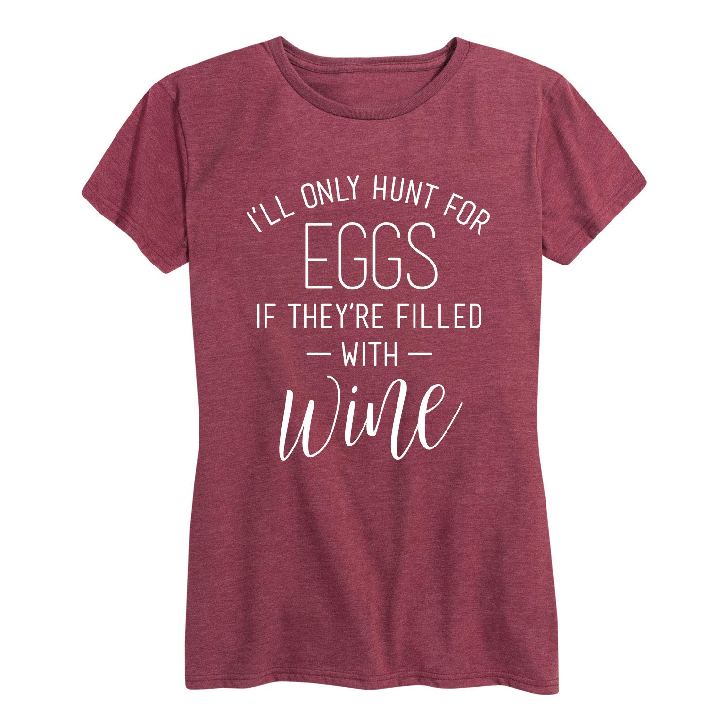 Easter Women's Graphic T-Shirt - Funny Wine Egg Hunt Short Sleeve Tee - Perfect for Easter Parties & Spring Celebrations