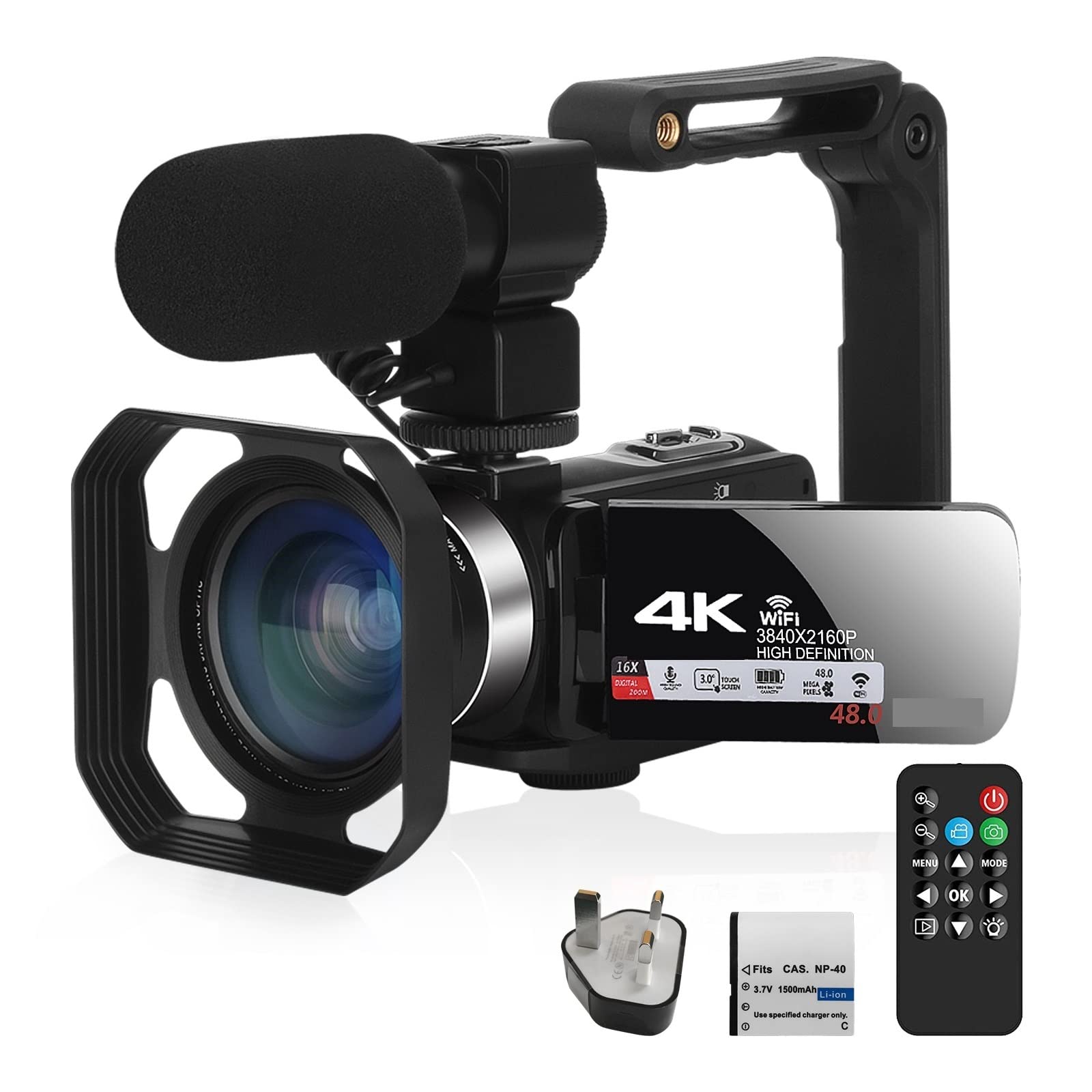4K Digital Camera with Fill Light & 16X Zoom - Vlog Kit for Streaming & Photography (128G SD Card Included)