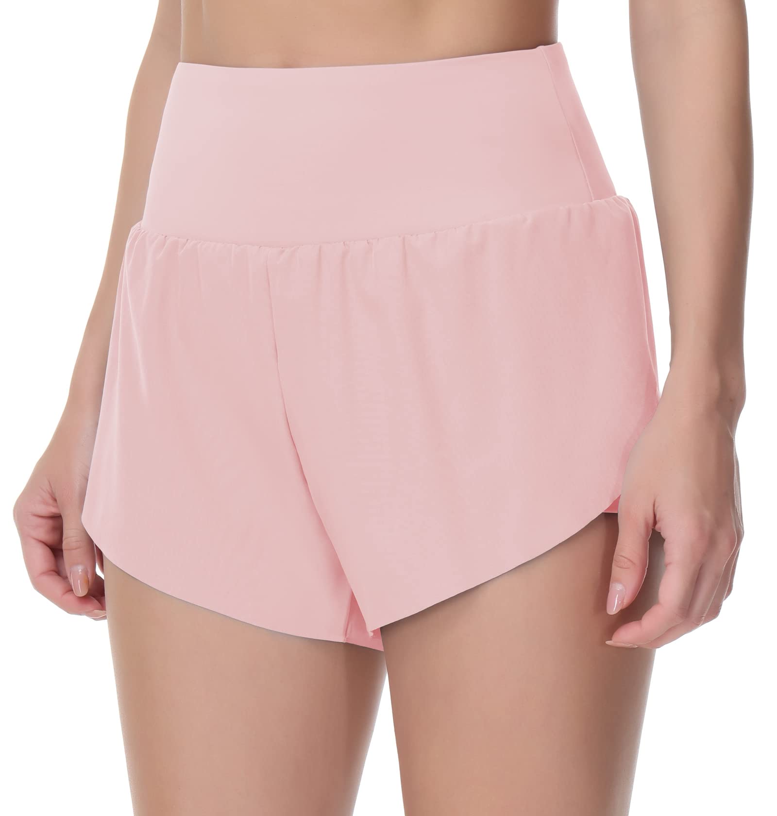 THE GYM PEOPLE Women's High Waist Quick Dry Running Shorts with Mesh Liner & Zipper Pockets - Breathable Workout Shorts for Tennis, Gym, Yoga & Outdoor Activities