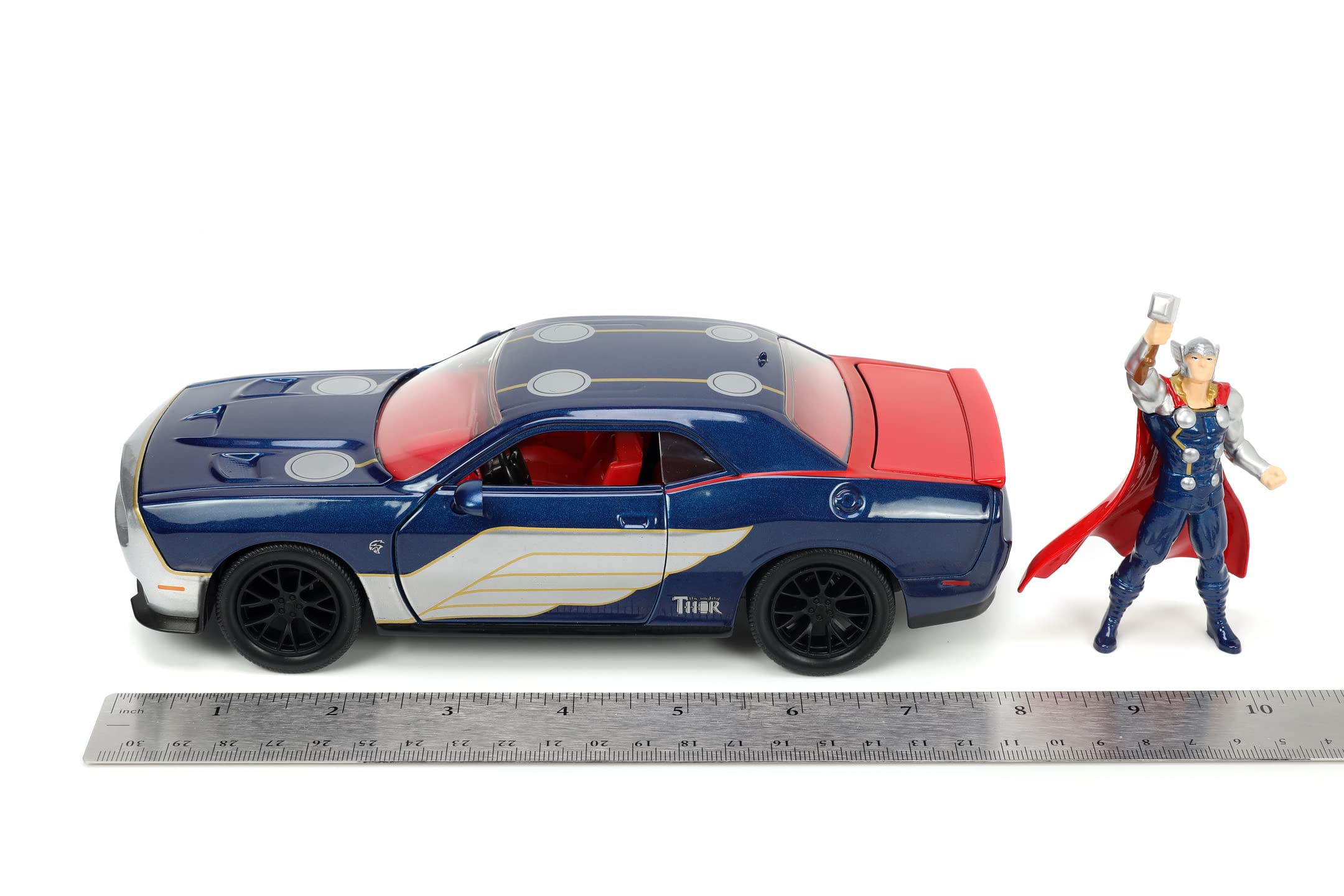 Jada Toys Marvel Thor 2015 Dodge Challenger 1:24 Scale Die-Cast Model Car – Collectible Action Figure for Superhero Fans & Car Enthusiasts – Perfect for Display, Gifts, and Marvel Movie Collections