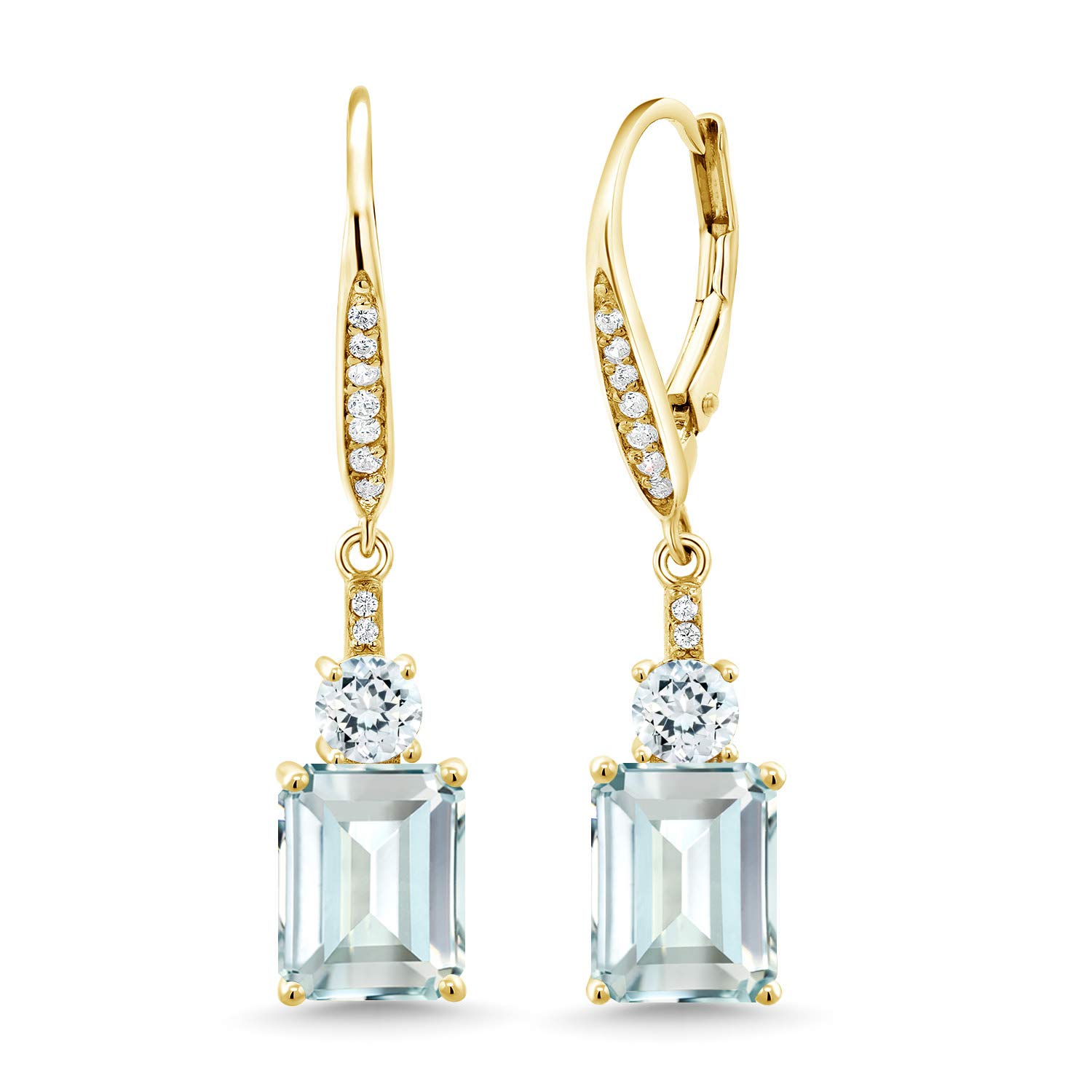 5.10 Ct Sky Blue Simulated Aquamarine 18K Gold Plated Silver Dangle Earrings for Women | Elegant Jewelry Gift for Birthday, Anniversary & Special Occasions