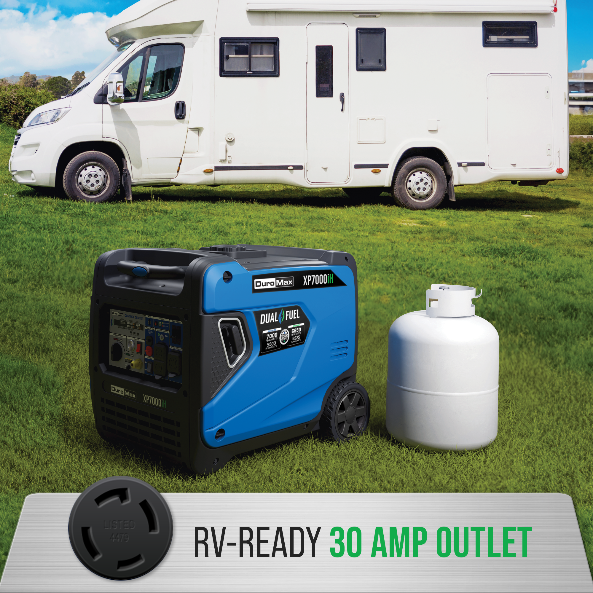 7,000W Dual Fuel Inverter Generator with CO Alert - Portable & Quiet for Camping, RV, Home Backup Power & Outdoor Events
