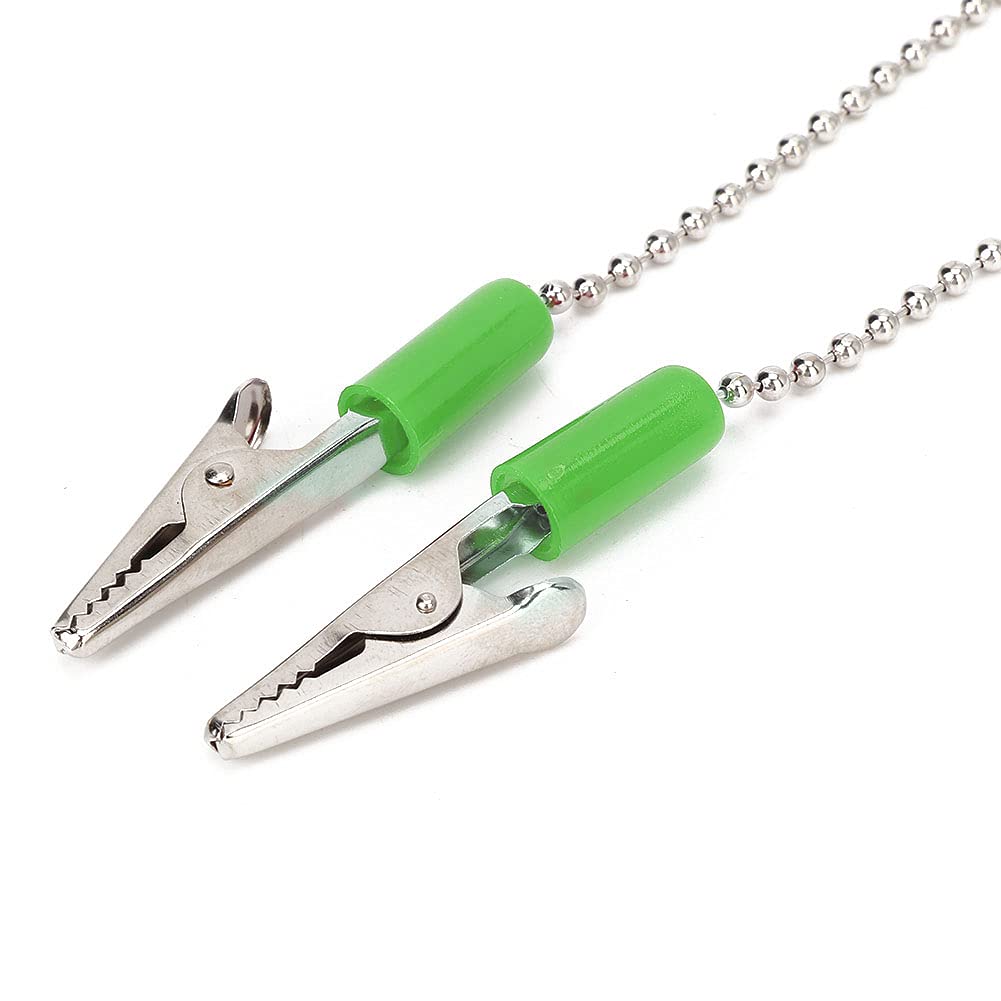 5 Pcs 40cm / 15.7in Dental Bib Clips - Flexible Steel Ball Chain Bib Clamps for Dentists, Dental Hygienists & Salons - Perfect for Holding Dental Bibs, Napkins & Protective Coverings During Procedures & Treatments (Green)