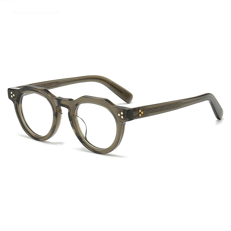 Stylish Black Unisex Acetate Eyeglasses 8013 - Full Rim Round Flat Top Frame for Men & Women | Perfect for Reading, Work, and Everyday Fashion
