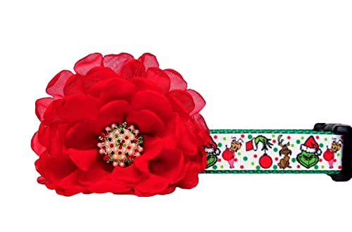 Festive Grinch Christmas Dog Collar - Adjustable Pet Collar with Bell for Small Medium Large Dogs - Perfect for Holiday Parties & Christmas Photos