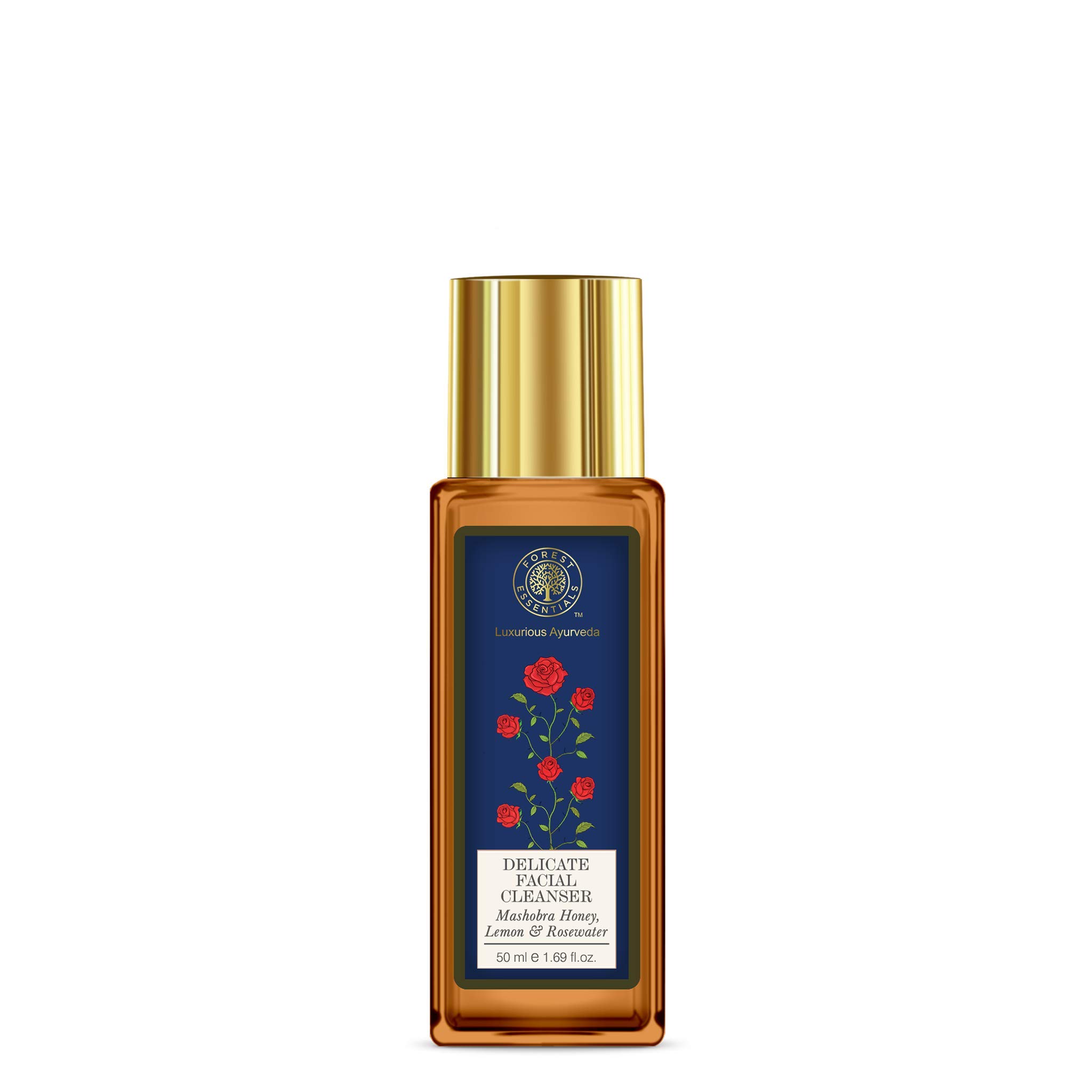 Forest Essentials Delicate Facial Cleanser with Saffron & Neem - 50ml Travel Size | Rosewater, Honey & Lemon Formula | Gentle Cleansing for Sensitive Skin | Perfect for Travel & Daily Skincare Routine