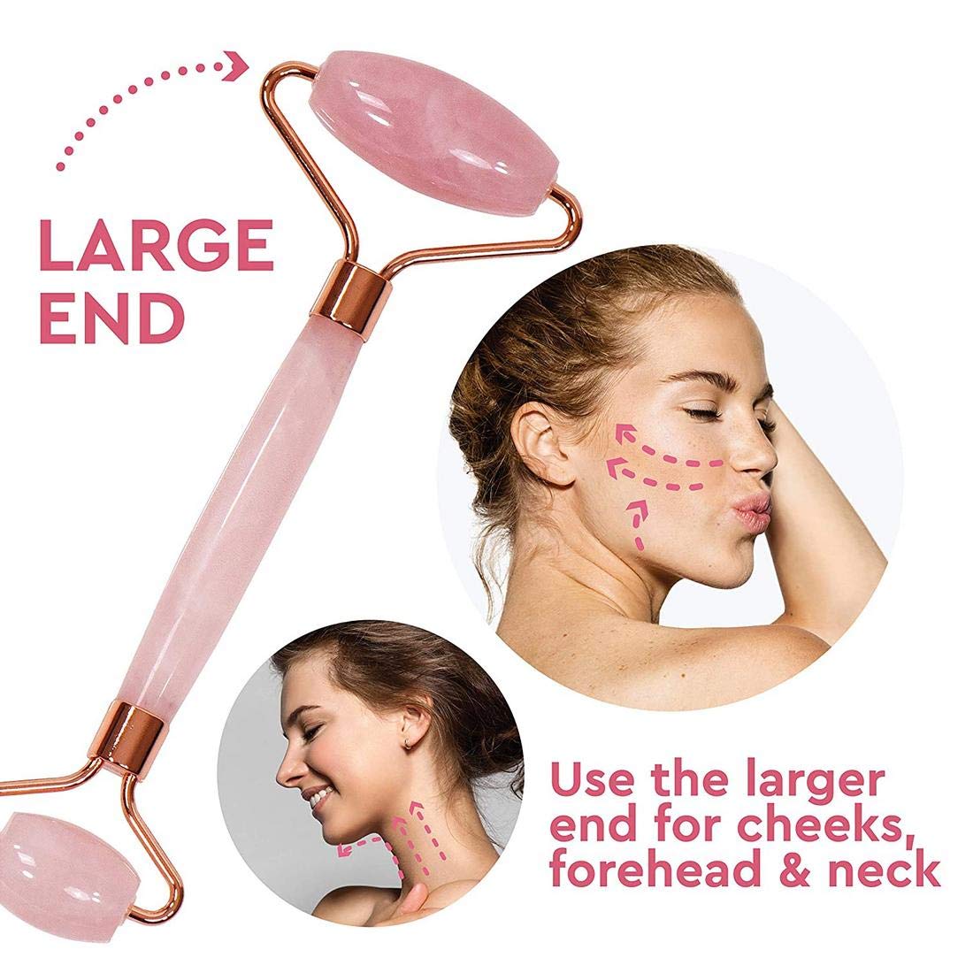 Rose Quartz Roller & Gua Sha Set - Wing Shaped & Mushroom Facial Massage Tools for Anti-Aging, Dark Circles & Puffiness | Natural Skincare Routine for Glowing Skin at Home or Spa