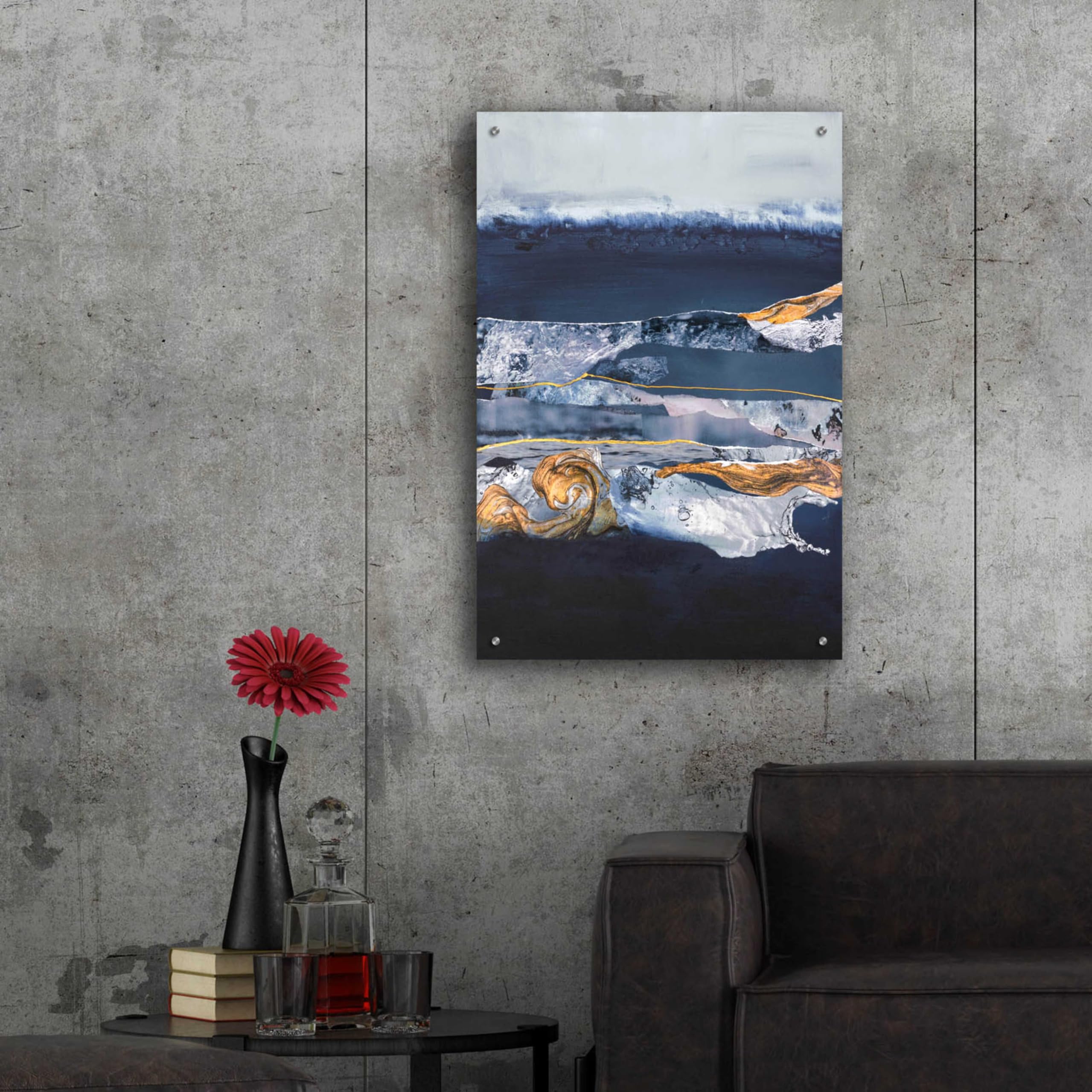 Epic 'Element Water' Acrylic Glass Wall Art by Design Fabrikken - 24x36 Inches Modern Abstract Painting for Living Room, Bedroom & Office Decor